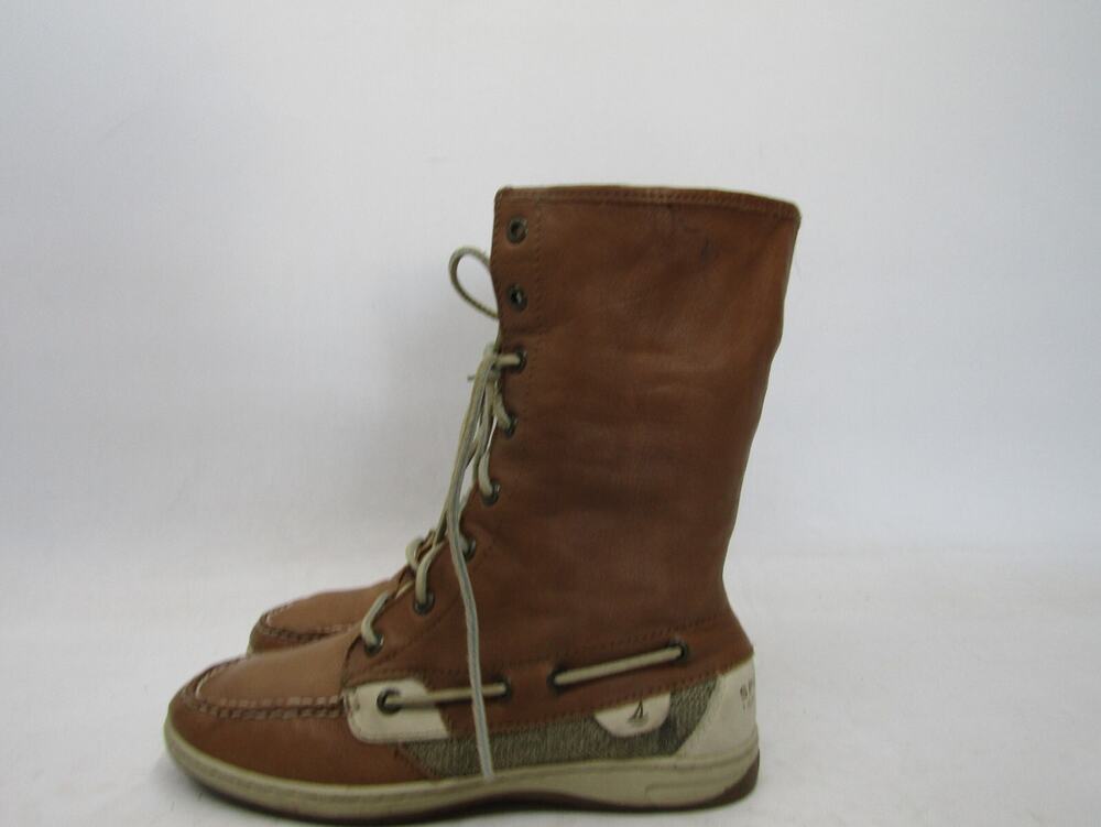 Sperry Top Sider Womens Sz 7.5 M Brown Lace Up Moc Toe High Ankle Fashion Boots